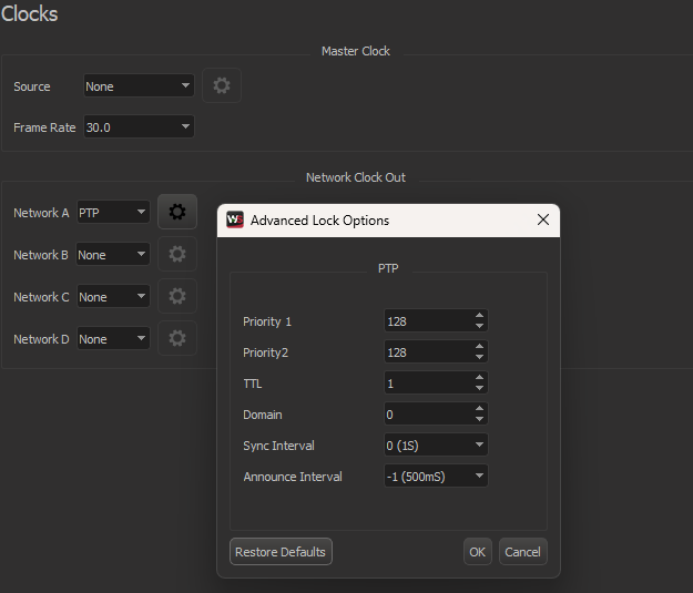 Advanced PTP Out Settings